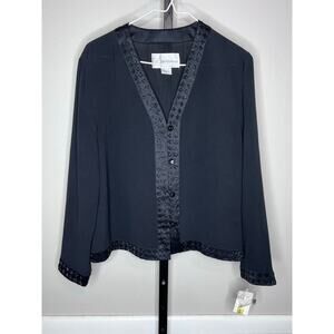 Nygard Collection Petite Beaded Trim Jacket Charcoal Gray Size 12 NWT
